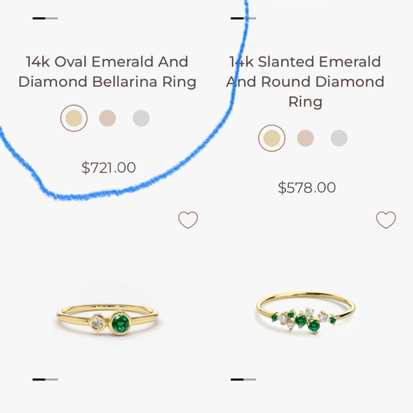 14k Oval Emerald and Diamond Bellarina Ring (Ferko’s) - Picture 2 of 5